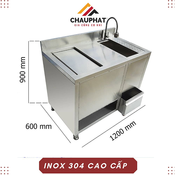 Thùng đá inox quầy bar QB-19 - Gia Công Thiết Bị Bếp Châu Phát - Công Ty TNHH SX TM Xây Dựng Cơ Khí Châu Phát